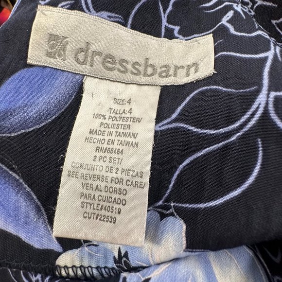 Dressbarn Floral Maxi Dress Sleeveless Polyester Blue Size 4 Round Neck Zip Clos - Picture 3 of 11